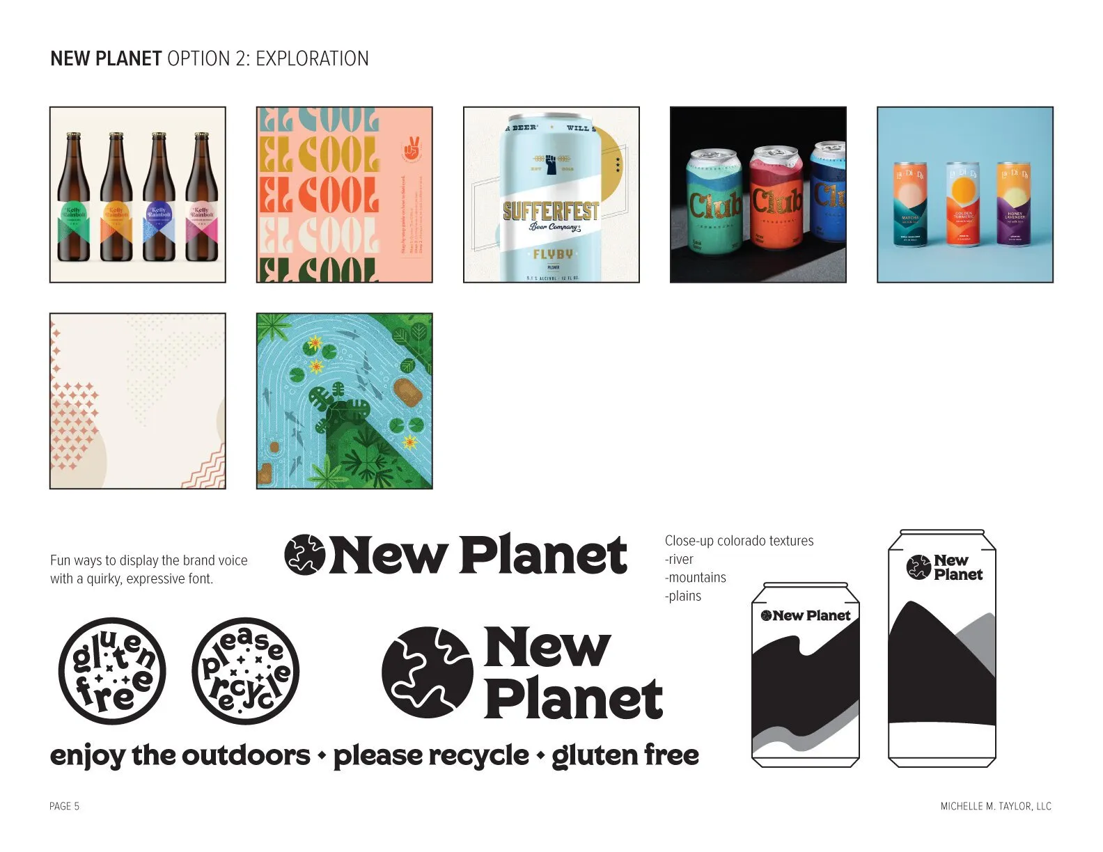 Client deck page: Option 2 exploration — bold sans wordmark with planet icon