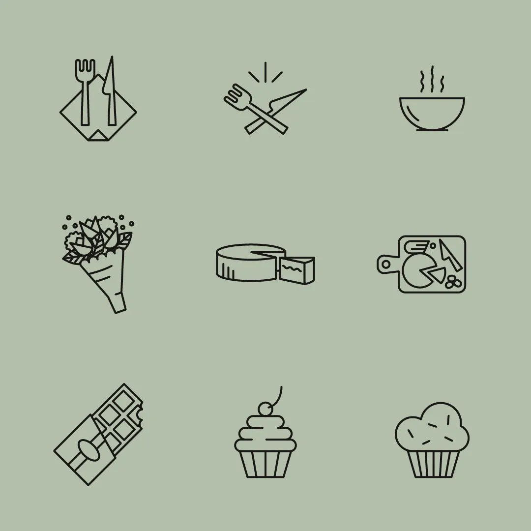 Stem 'Ciders and Sides' food and drink line icons