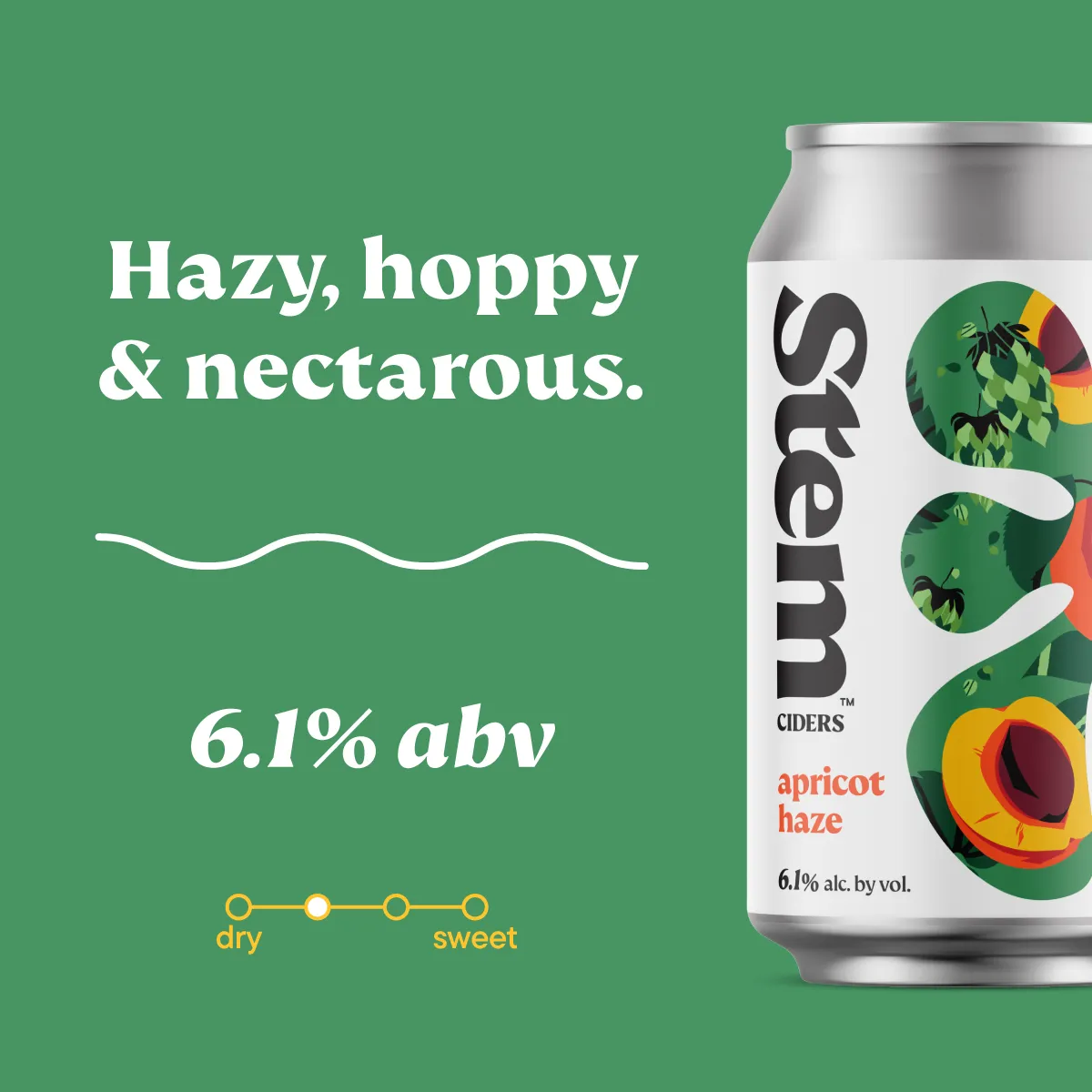 Apricot Haze social graphic — 'Hazy, hoppy & nectarous. 6.1% abv'