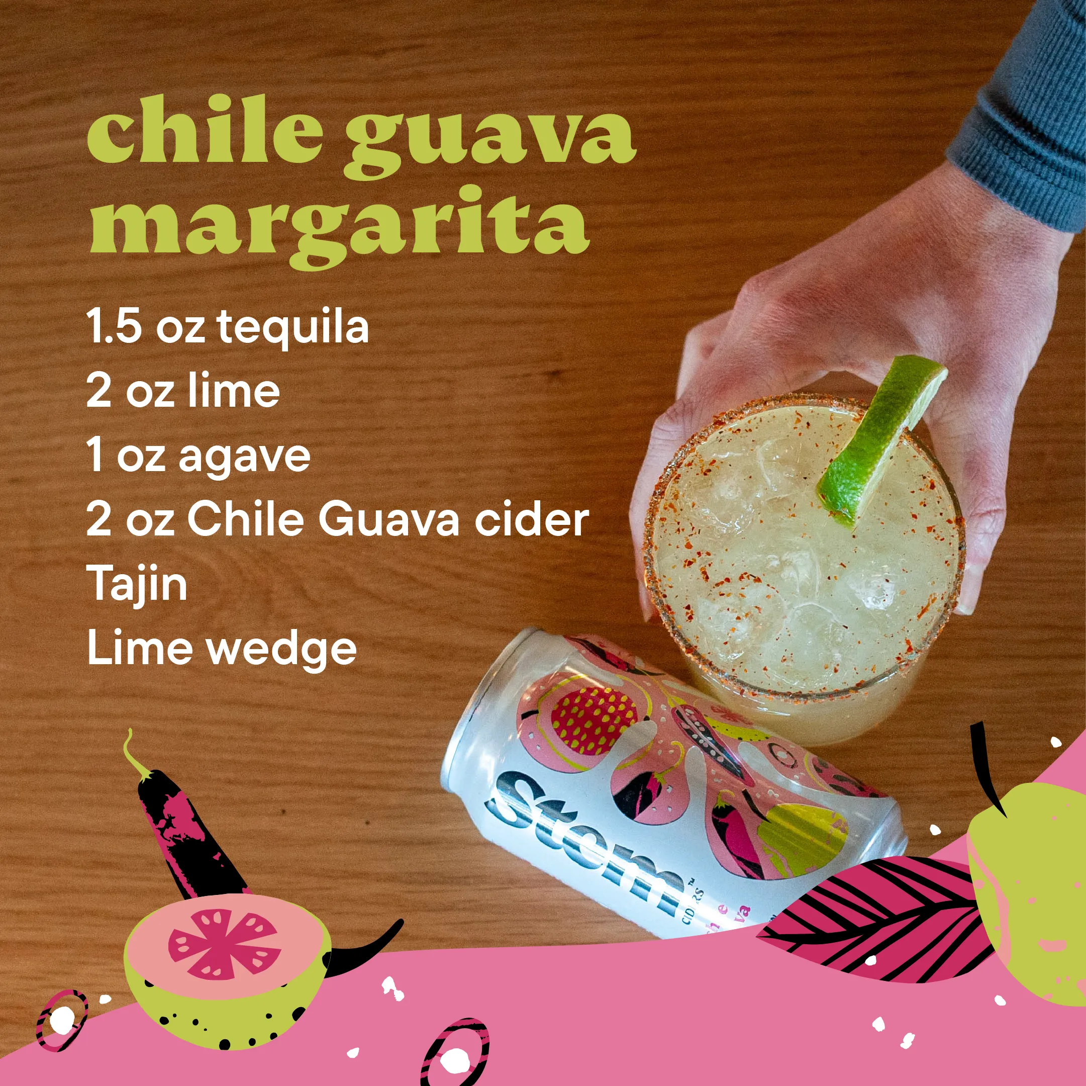 Chile Guava Margarita recipe square social post