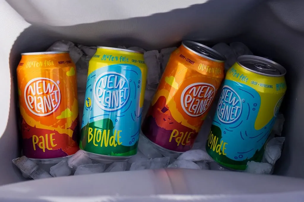 Pale and Blonde cans on ice in a cooler